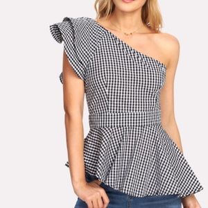 Stylish Gingham one shoulder top